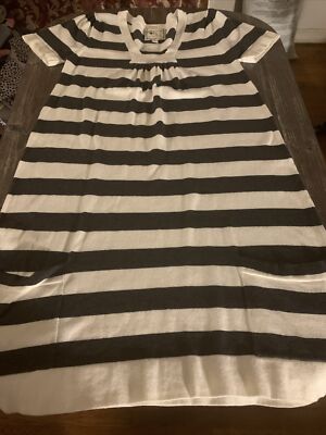 Pink Rose Womens Cream Gray Striped Knit Dress Front Pockets Size Medium  3048 | eBay