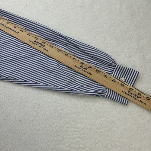 Cutter & Buck Shirt Mens Medium Button Down Striped Blue White CB Crest Logo - Picture 10 of 11