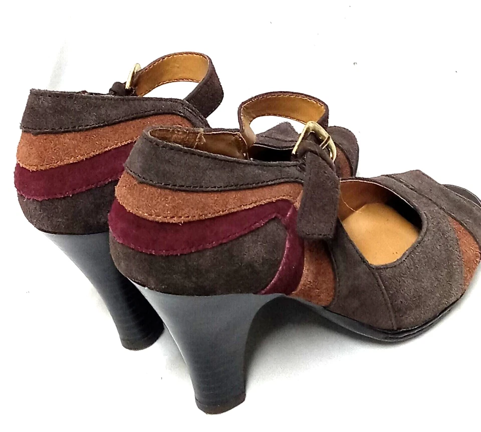 CROFT & BARROW - ZAPATOS DE SALÓN NICOLETTE, Mujer Talla 7 Marrón Gamuza Punta abierta Correa para el Tobillo Foto 4 de 4