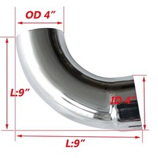4 Inch 4 Id Od Chrome 90 Degree Exhaust Elbow Pipe - 9 9 Inch Arms Tube Tip