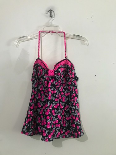 Candie's Size L Pink Gray Black Halter Neck Girls Swim Suit Pool Beach - Picture 7 of 11
