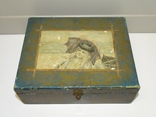 -JOLIE ANCIENNE BOITE FIL AUX PAPILLONS UNIS VIDE COLLECTION OBJETS DECO déb XXe