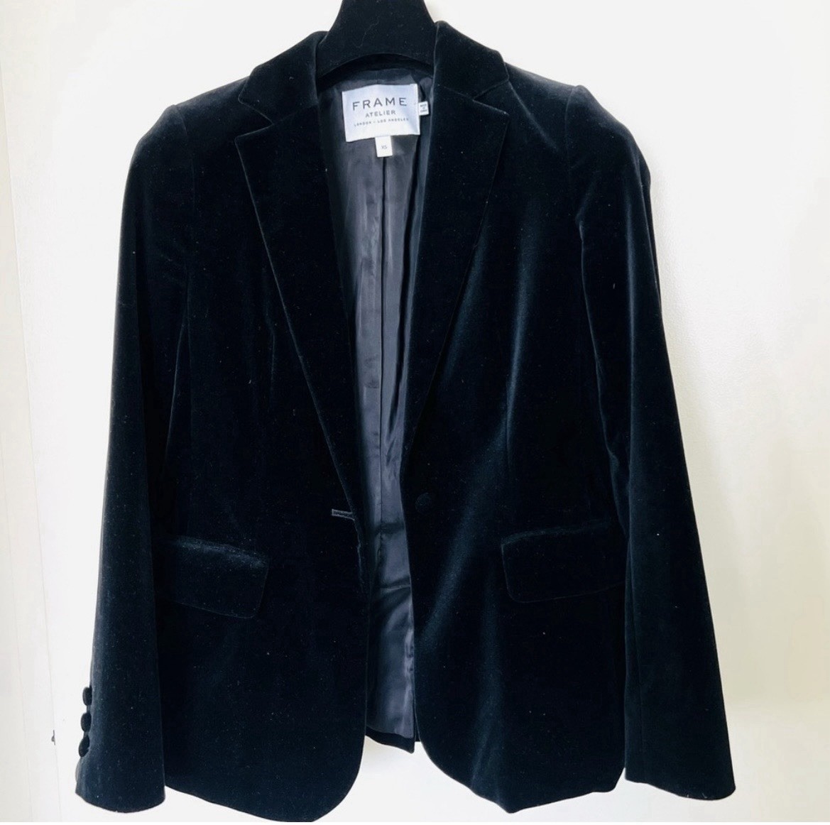 FRAME Black Blazer Collared Button Lined Mid-Leng… - image 6
