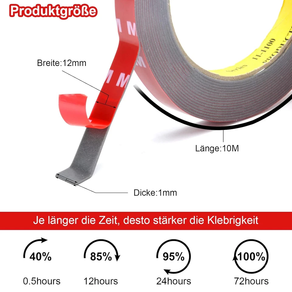 Nastro Biadesivo 3M Extra Forte, Nastro Di Montaggio, Impermeabile, Resistente A - Immagine 2 di 4