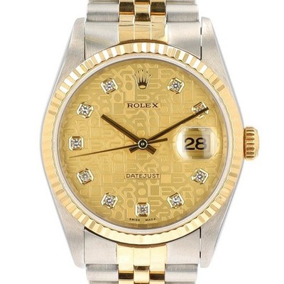 Rolex Datejust 16233 Two-Tone 18KY & Steel Champagne Jubilee Diamond Dial Watch