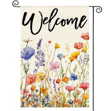 Spring Garden Flag 12x18 Inch Double Sided Outside, Seasonal Flowers Welcome ...