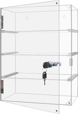 Locking Acrylic Display Case 4-Tier Clear Showcase Cabinet w/ Shelves & Keys