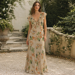 ebay chiffon dresses Silk Maxi Dress Pink South Africa African Wedding 4th trimester heavy gathering throughout Color:Gold/Champagne