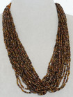 Vintage Mixed Color Brawn Glass Seed Bead   24 Strand Choker Necklace 23" — photo 2