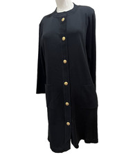 exclusively misook black cardigan duster with gold and rhinestone buttons small