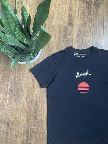 maharishi black cotton print logo y2k designer t shirt - Picture 2 of 5