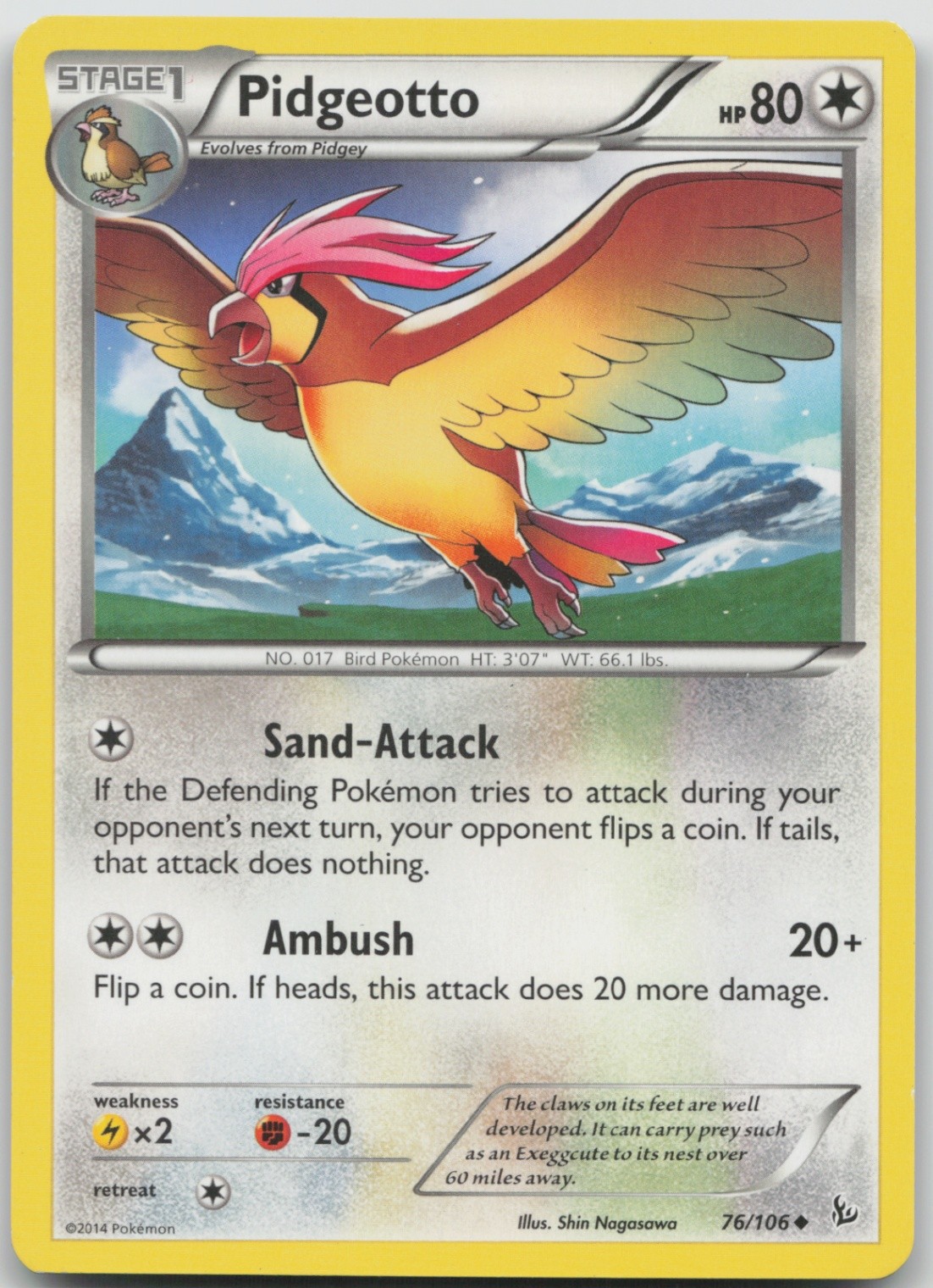 Pidgeotto 76/106 Uncommon XY - Flashfire LP Normal