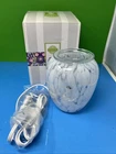 Scentsy White Clear Twirl Art Glass Swirl Fragrance Warmer Retired With Bulb New