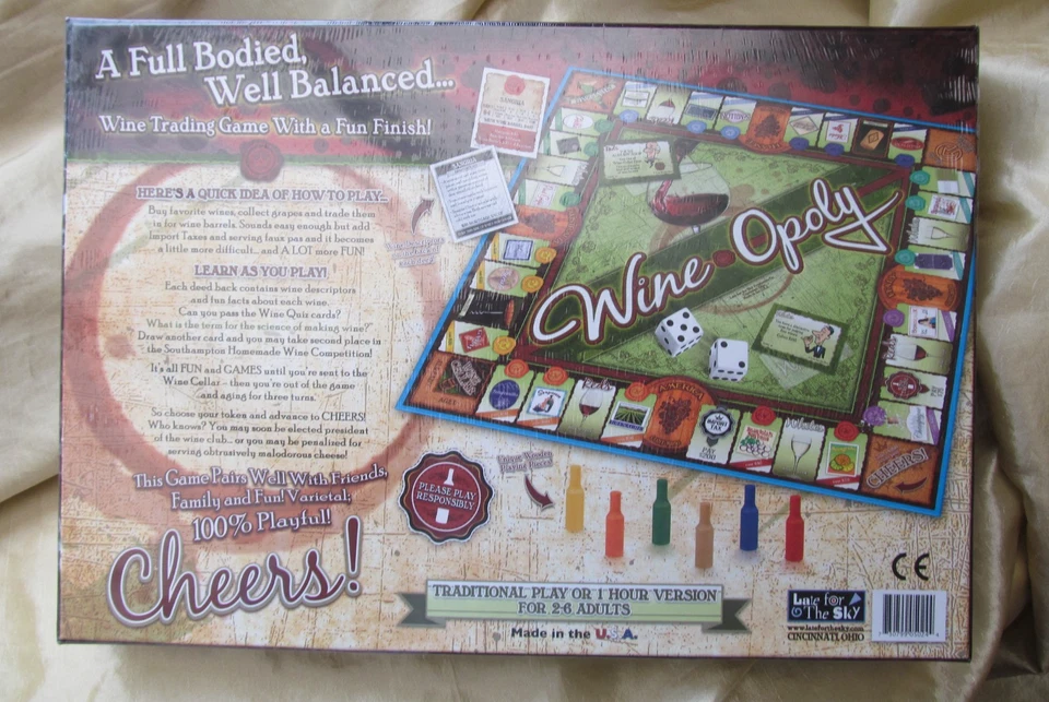 Wine-Opoly Monopoly Board Game New & Sealed Dinner Party Fun Gift Wine USA Made - Image 3 of 4
