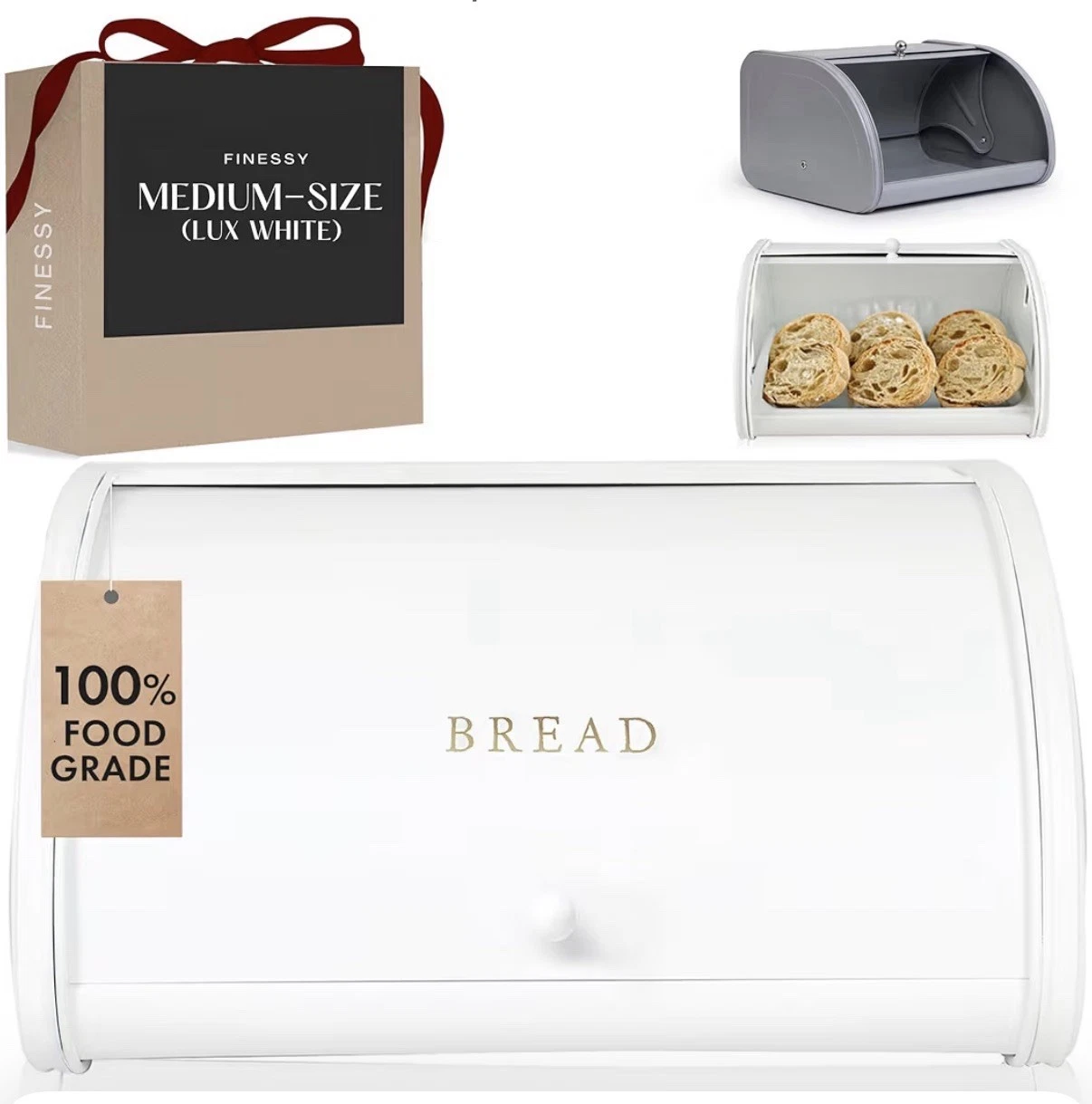 Modern Metal White Bread for Kitchen Countertop for Homemade Loaf Sourdough
Opens in a new window or
