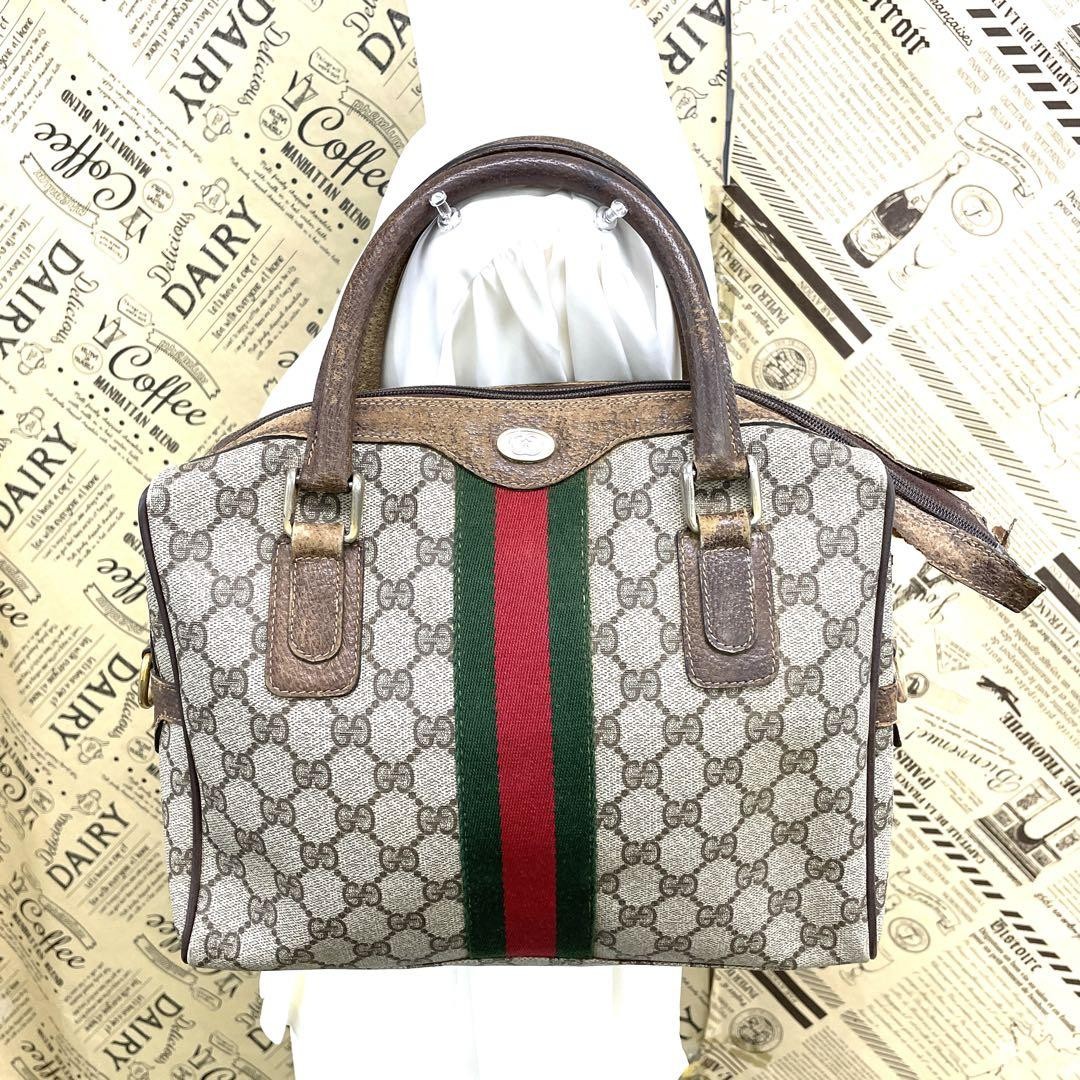 Vintage Gucci GG Supreme Mini Boston Shelly Handbag FO51 Japan