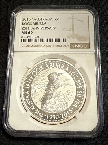 2015 Australia KOOKABURRA 25th Anniversary .999 Fine Silver 1oz Coin NGC MS 69