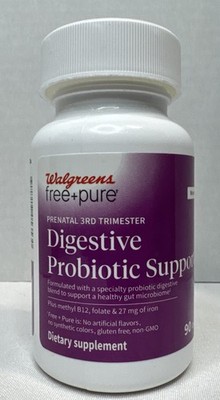 Free+Pure Prenatal 3rd Trimester Digestive Probiotic Support Capsules, Exp 1/28