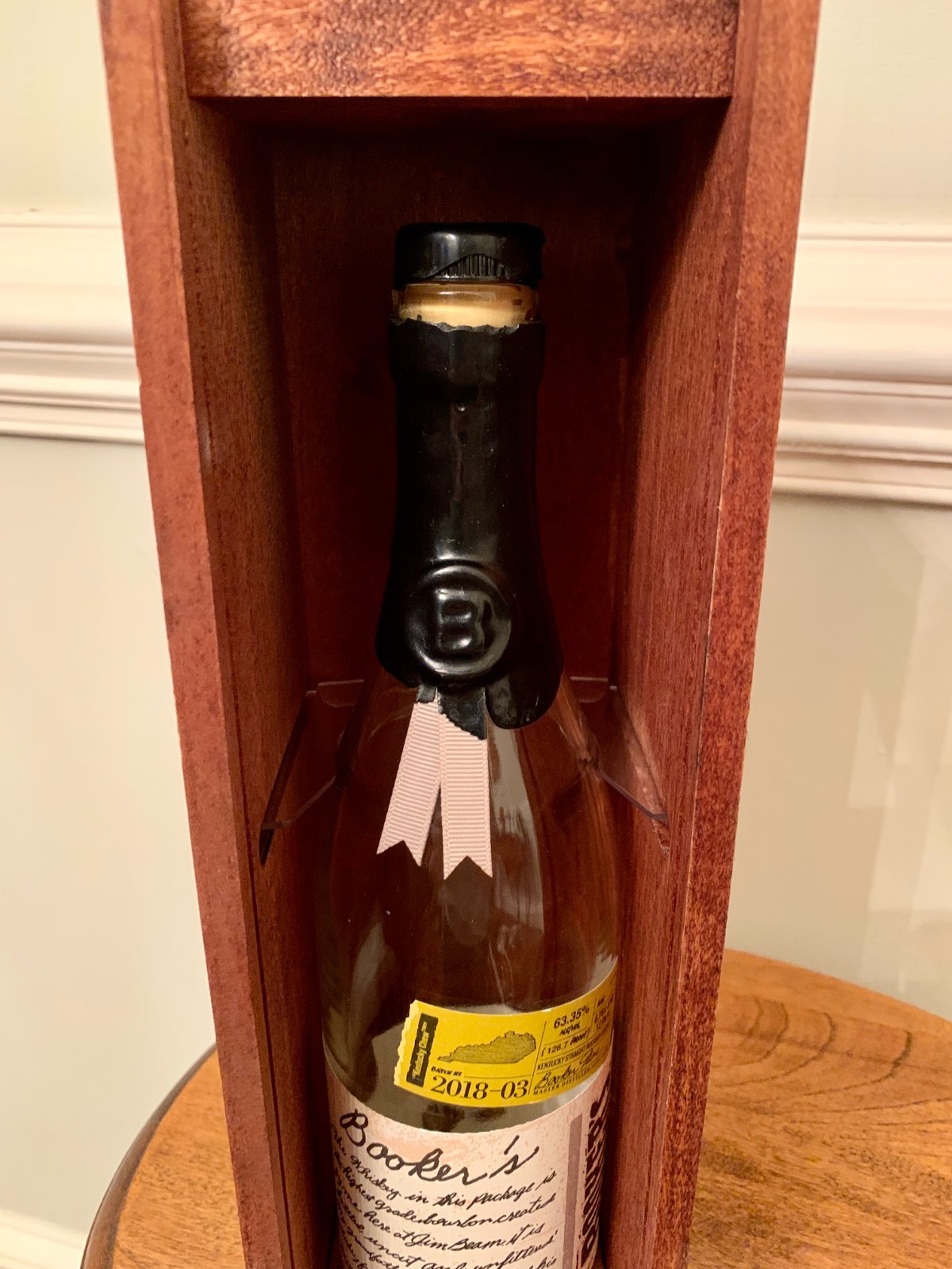 Booker's 2018-03 - Empty Bourbon Bottle, Wooden Box & Card - Unrinsed