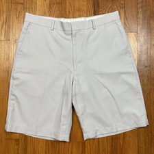 Walter Hagen Golf Shorts Mens 34 Flat Front Chino Athletic Gray Check