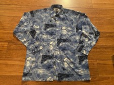 SouthPole Button Up Shirt Y2K Futuristic 2001 Blue Rare Design Vintage Size XL