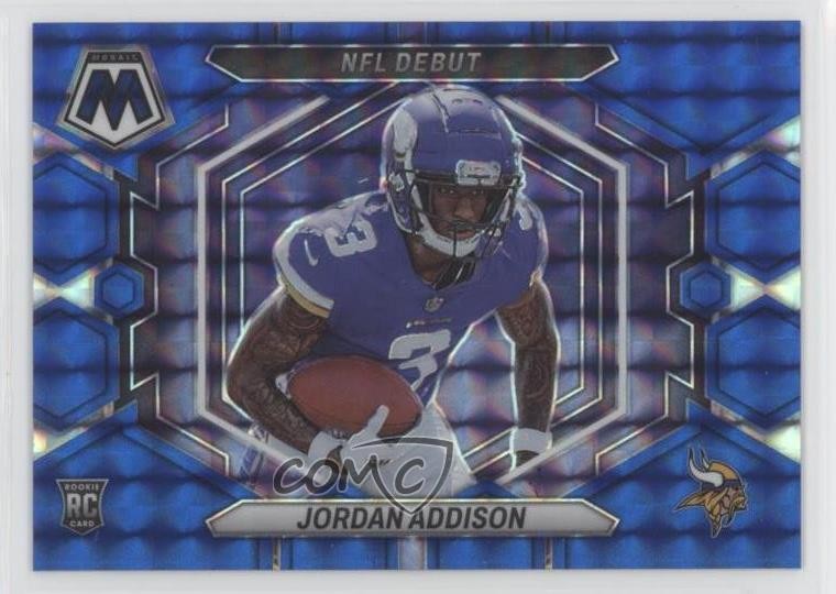 2023 Panini Mosaic NFL Debut Blue Prizm 98/99 Jordan Addison Rookie RC rf2