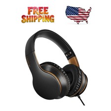 X6 Over-Ear Headphones - Lightweight, Foldable, & Rich Bass Sound in Black-Gold