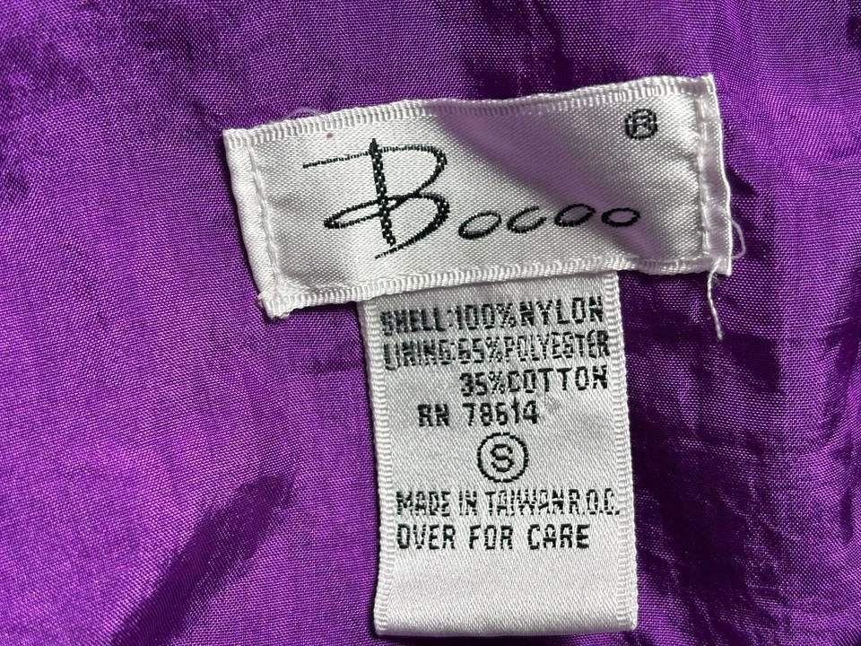 Chaqueta Bongo Vintage Mujer Pequeña Rosa Púrpura Blanca Cortavientos Años 90 Colorblock Foto 3 de 4