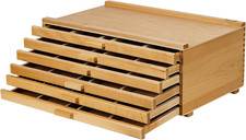 6-Drawer Art Supply Storage Box, Portable Beech Wood Organizer with Removable Di