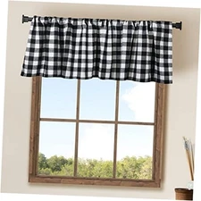2 Pack Buffalo Check Plaid Window Valances Farmhouse Design White and Black