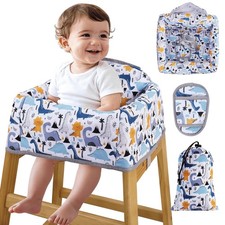 Lunobubo High Chair Cover Portable with 3-Point Harness, Colorful dinosaurs