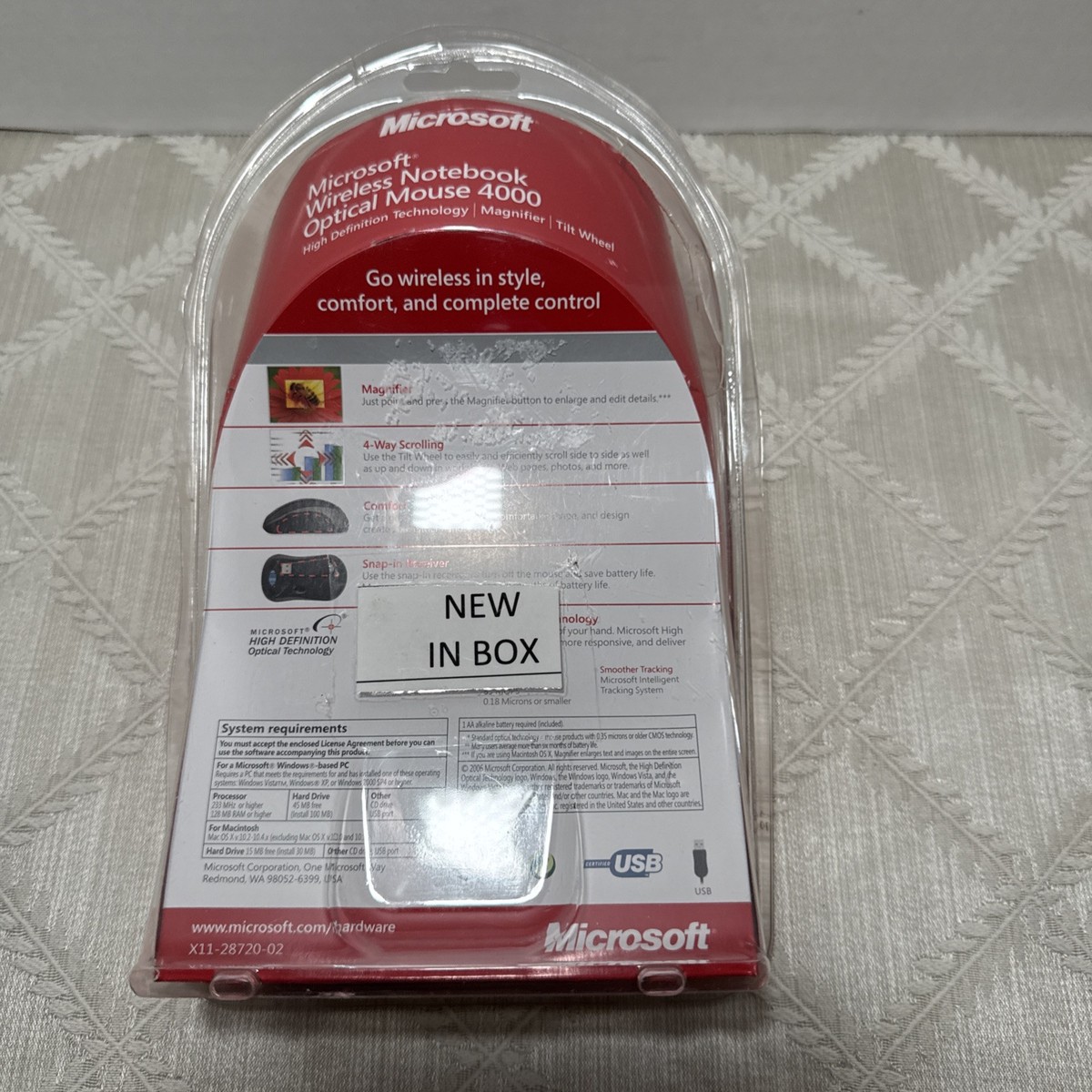 Microsoft Wireless Notebook Optical Mouse 4000 Model 1050,1051 For