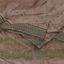 Sanskriti Vintage Brown Sarees Cotton Silk Woven Premium Fabric 5Yd Craft Sari