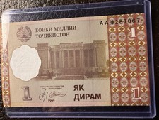 1999 TAJIKISTAN 1 DIRAM WORLD BANKNOTES FDS UNC