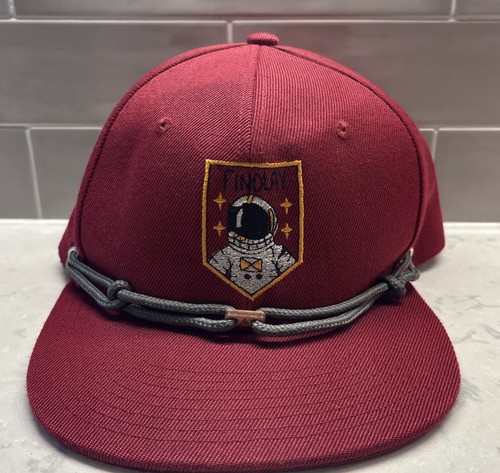 Findlay Snapback Hat Red Astronaut Rope Cord Embroidered Logo