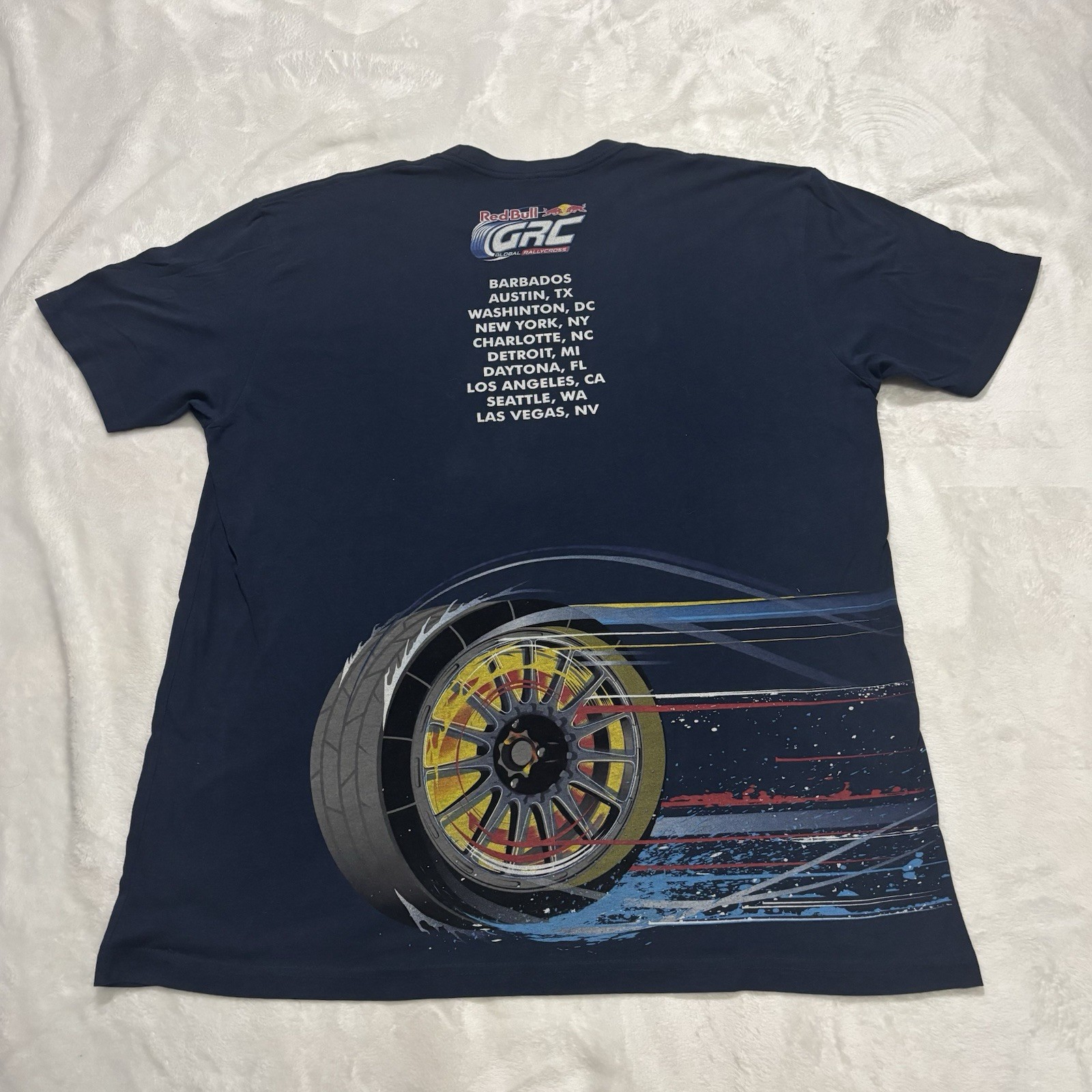 Red Bull GRC Global Rallycross T Shirt Racing Graphic Tee Mens Size Large Navy