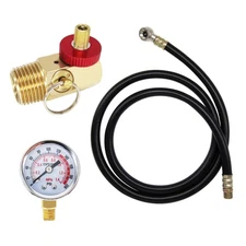 Air Tank Valve Kit with Gauge Safety Valve Manifold and 4 Feet Air Tank Hose ...