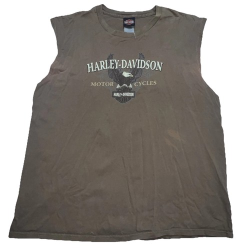 Harley-Davidson Men's Muscle Shirt Brown Sz 2xl South lake Tahoe, CA Eagle - Picture 2 of 8