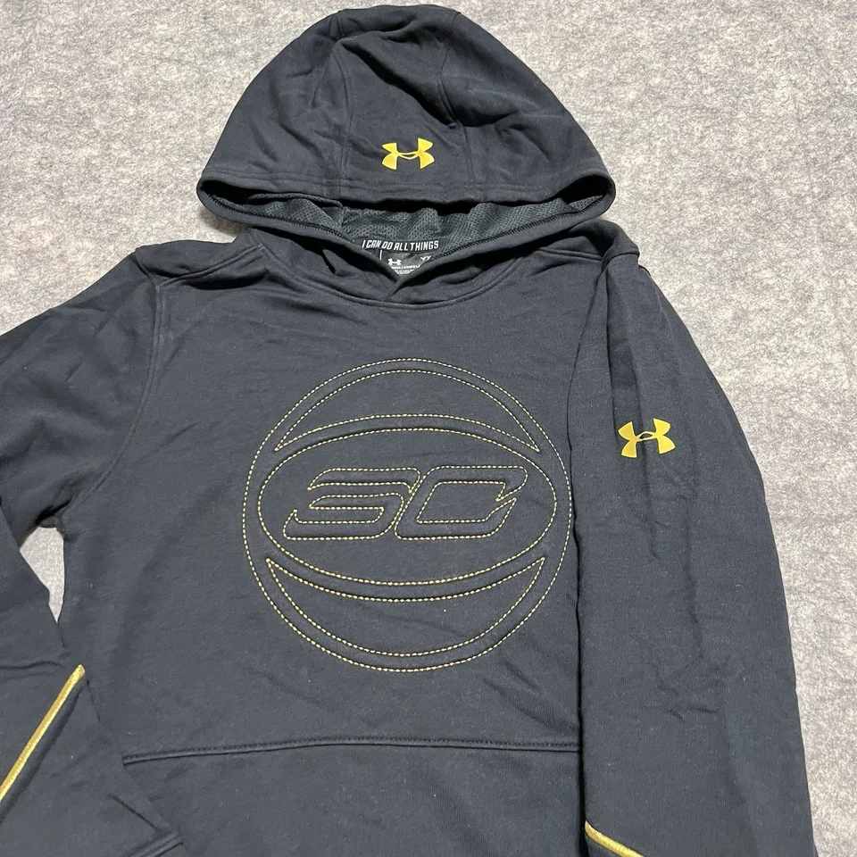 Under Armour Basketball hoodie SC30 MVP Black and Gold youth Boys sz Large - Image 2 of 4
