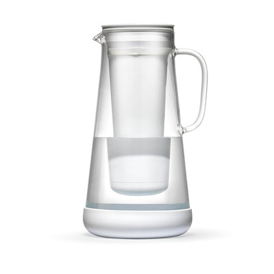 Lifestraw Home Water Pitcher, 7-Cup, White, Glass with Silicone Base, White, for