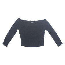 ZARA Womens Cropped Top Black Long Sleeve S