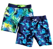 Cat  Jack Swim Trunks Lot of 2 Shorts Mesh Lined Sharks Striped Boys XS 4/5