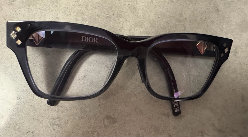 CHRISTIAN DIOR CD DiamondO S1F 3000 GAFAS TRANSPARENTES AZULES AUTÉNTICAS 55-18 Foto 2 de 4