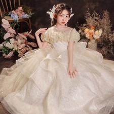 Kid Girl Ball Gown Mermaid dress Fashion Bubble Princess Show Wedding Frock 2091