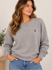 Polo Ralph Lauren Gray Crewneck Sweatshirt L Embroidered Pony Preppy