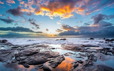 Anime clouds coast hawaii rocks reflection nature Play Gaming Mat Desk Game