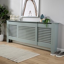 Extending Radiator Cover Adjustable Grey Wooden MDF Wall Cabinet Slatted Grill