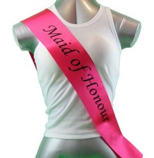 Hens Night Party Bridal Sash Hot Pink/Black - Maid Of Honour