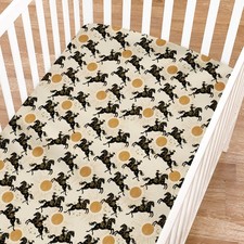 Western Cowboys Sun Fitted Baby Crib Sheets for Girl Boy 52"x28" Vintage Cowb...