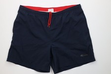 Vintage 90s Champion Mens XL Spell Out Lined Above Knee Shorts Swim Trunks Blue